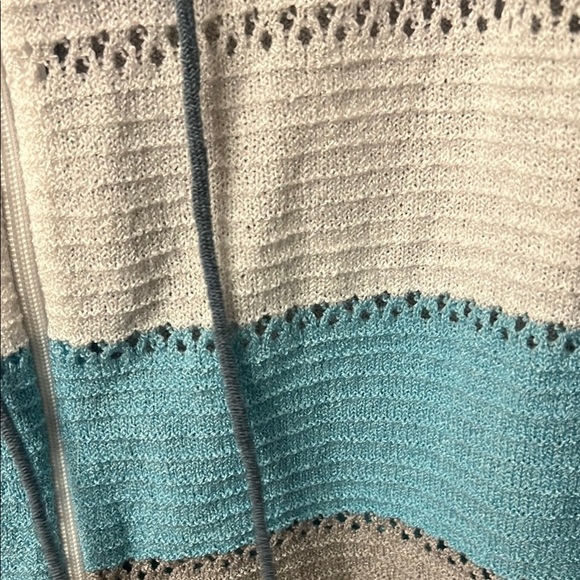 Source Unknown Zip Up Sweater in Gray and Blue with Sporty Color Block knit - Picture 4 of 9